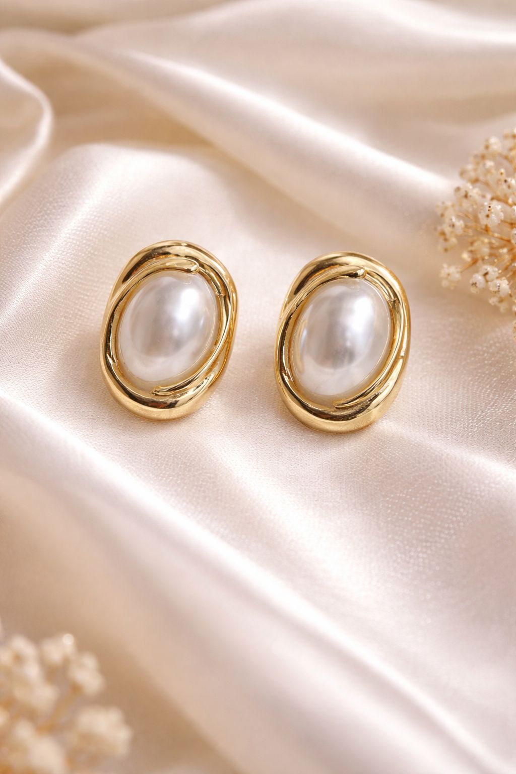 Golden Pearl Luxe Stud Earrings